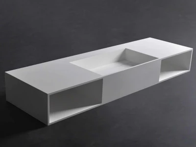 Solid-S Wall Special wastafel met kasten rechthoek mat wit B150xD45xH20cm zonder waste 1207917372