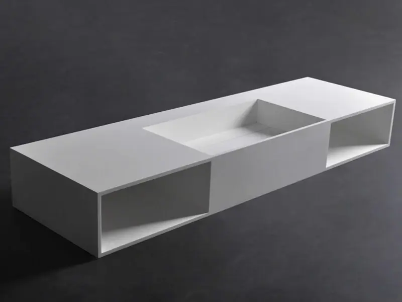 Solid-S Wall Special wastafel met kasten rechthoek mat wit B150xD45xH20cm zonder waste 1207917372