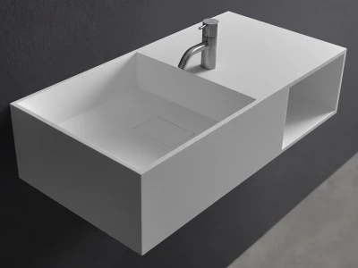Solid-S Wall Special wastafel met kast rechthoek mat wit B80xD41xH20cm zonder waste 1207917402
