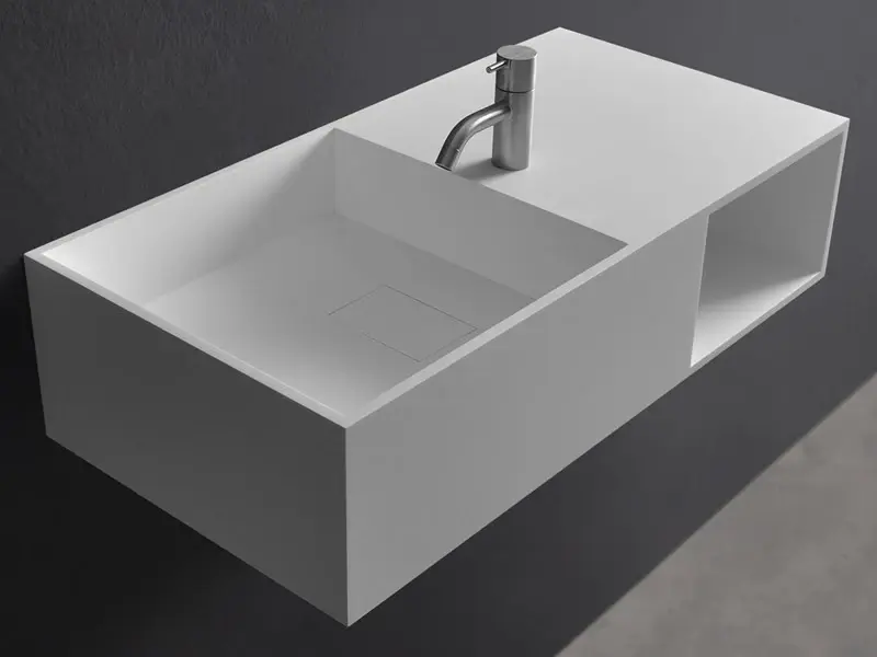 Solid-S Wall Special wastafel met kast rechthoek mat wit B80xD41xH20cm zonder waste 1207917402