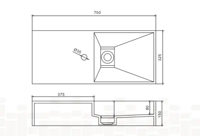 Solid-S Wall Special wastafel rechthoek mat wit B75xD32.5xH15cm 1207917412