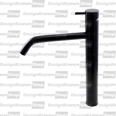 Waterevolution Flow hoge wastafelkraan voor waskommen  incl. click waste mat zwart T115PR