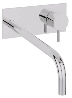 Waterevolution Flow inbouw wastafelkraan met afdekplaat chroom met uitloop 25cm T1161B01-25