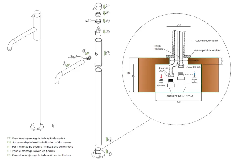 Waterevolution Flow vrijstaande badkraan chroom T13401