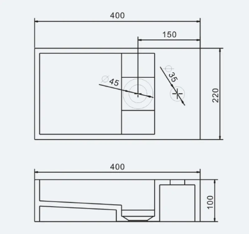 Solid-S Wall fontein B40xD22xH10cm rechthoek wit mat met kraangat rechts 1208492862