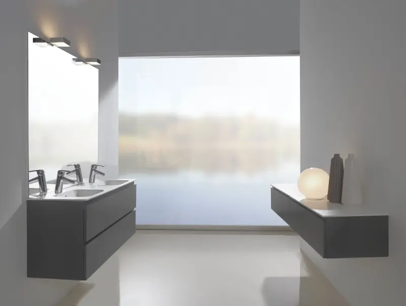 Flow Comfort badmeubelset greeploos hoogglans antraciet B90xD46xH50cm keramisch wasbak FLOHGA90KE