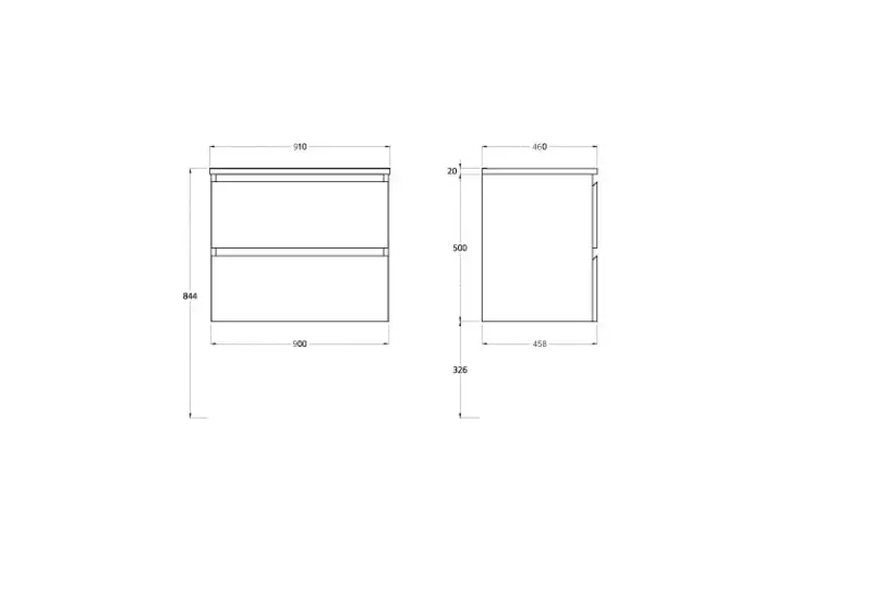 Flow Comfort badmeubelset greeploos hoogglans antraciet B90xD46xH50cm keramisch wasbak FLOHGA90KE