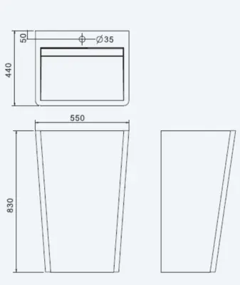 Solid-S vrijstaande wastafel mat wit B55xD44XH83cm 1208493562