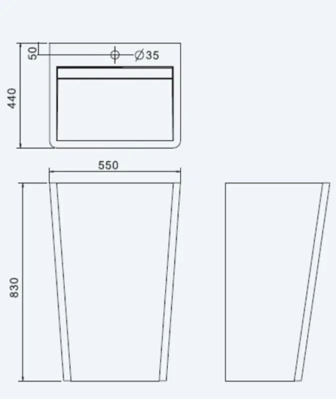 Solid-S vrijstaande wastafel mat wit B55xD44XH83cm 1208493562