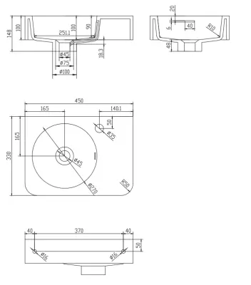 Solid-S Wall Special wastafel mat wit B45xD33xH14cm 1208510762