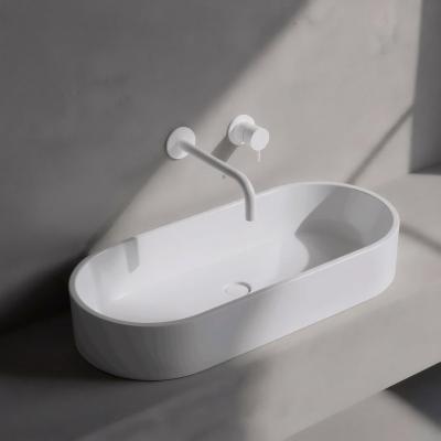 Waterevolution Flow inbouw wastafelkraan mat wit met uitloop 25cm T116BBR-25