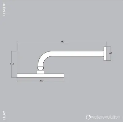Waterevolution Flow hoofddouche 200mm met muuraansluiting chroom T164101