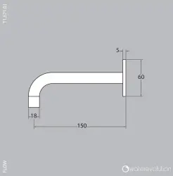 Waterevolution Flow baduitloop mat wit T167115BR lengte uitloop 15cm