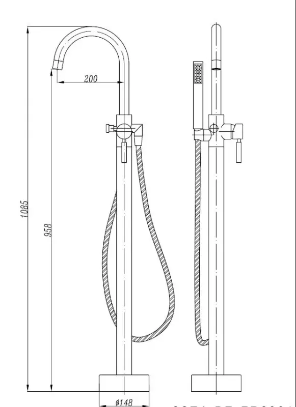 Rubio vrijstaande badkraan met handdouche Chroom R905400
