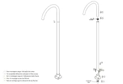 Waterevolution Flow baduitloop staand chroom T167301