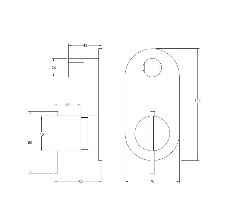 Waterevolution S22 inbouw douchethermostaatkraan met omsteller RVS T432TBIE
