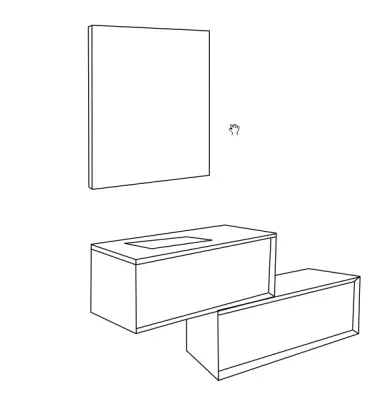 Flow Prenn badmeubelset massief hout Walnutt B100xD44xH31 met solid surface wastafel - extra kast B100xD44xH30 PRENN PACK02