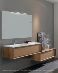 Flow Prenn badmeubelset massief hout Walnutt B100xD44xH31 met solid surface wastafel - extra kast B100xD44xH30 PRENN PACK04