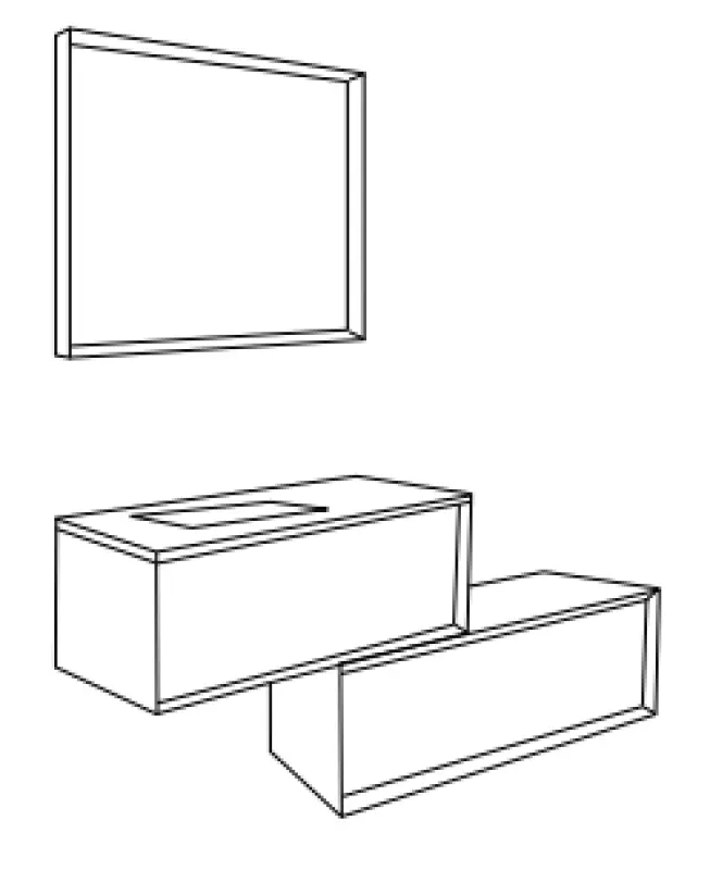 Flow Prenn badmeubelset massief hout Walnutt B100xD44xH31 met solid surface wastafel - extra kast B100xD44xH30 PRENN PACK04