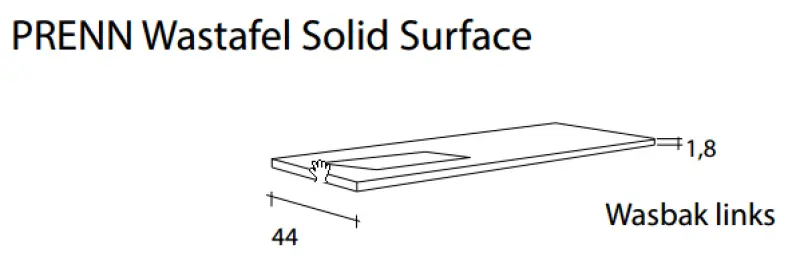 Flow Prenn badmeubelset massief hout Walnutt B100xD44xH31 met solid surface wastafel - extra kast B100xD44xH30 PRENN PACK04