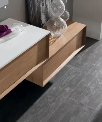 Flow Prenn badmeubelset massief hout IROKO B120xD44xH31 met solid surface wastafel - extra kast B120xD44xH30 PRENN PACK05