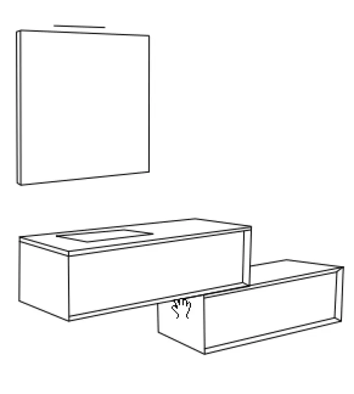 Flow Prenn badmeubelset massief hout IROKO B120xD44xH31 met solid surface wastafel - extra kast B120xD44xH30 PRENN PACK05