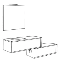 Flow Prenn badmeubelset massief hout WALNUTT B120xD44xH31 met solid surface wastafel - extra kast B120xD44xH30 PRENN PACK06