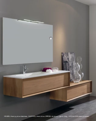 Flow Prenn badmeubelset massief hout IROKO B120xD44xH31 met solid surface wastafel - extra kast B120xD44xH30 PRENN PACK07