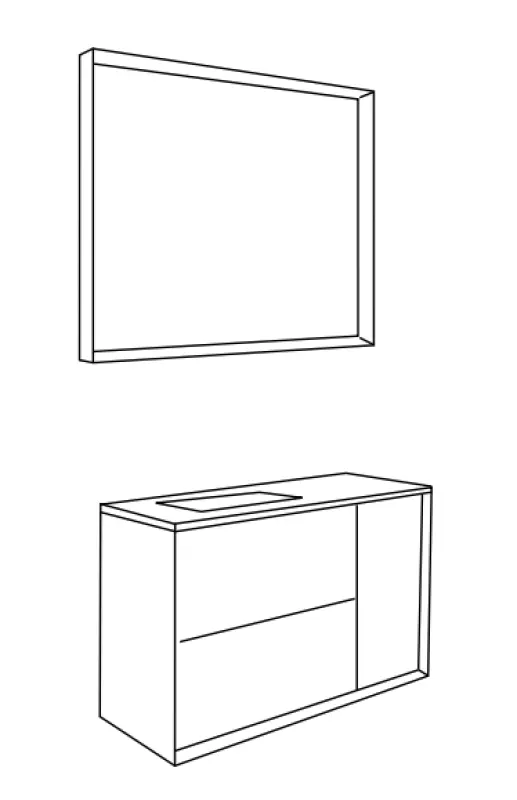 Flow Prenn badmeubelset massief hout Walnutt B100xD44xH65 met solid surface wastafel PRENN PACK12