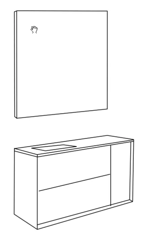Flow Prenn badmeubelset massief hout WALNUTT B120xD44xH65 met solid surface wastafel PRENN PACK14