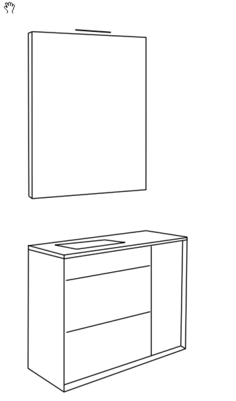 Flow Prenn badmeubelset massief hout IROKO B100xD44xH81 met solid surface wastafel PRENN PACK17