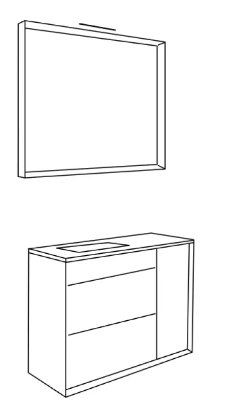 Flow Prenn badmeubelset massief hout WALNUTT B100xD44xH81 met solid surface wastafel PRENN PACK20