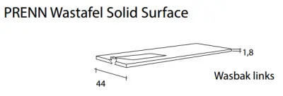 Flow Prenn badmeubelset massief hout IROKO B120xD44xH81 met solid surface wastafel PRENN PACK23