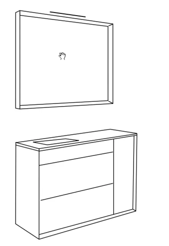 Flow Prenn badmeubelset massief hout WALNUTT B120xD44xH81 met solid surface wastafel PRENN PACK24