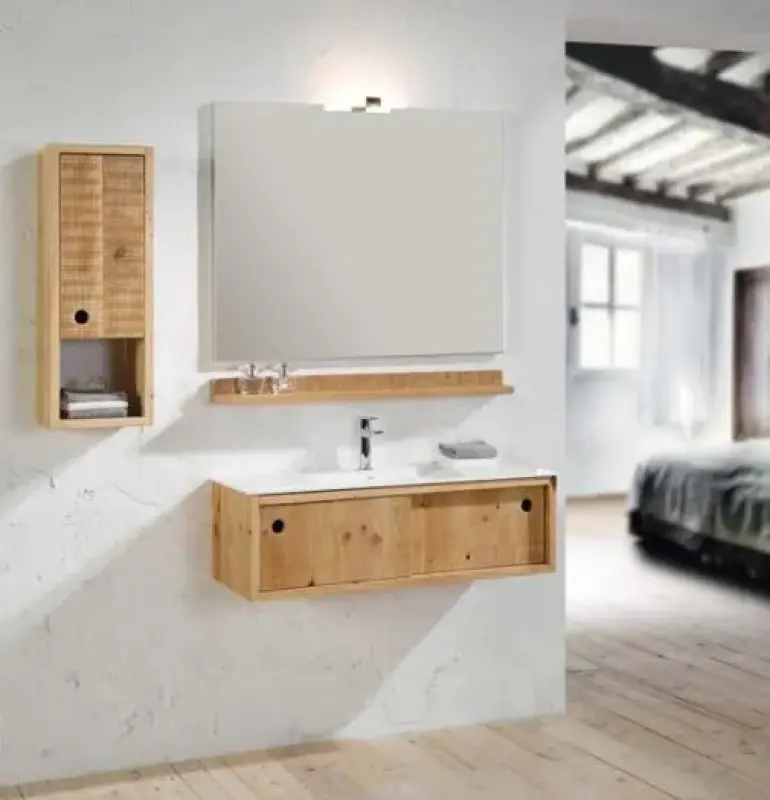 Flow Lyck badmeubelset 31Hx46Dx80B cm distressed wood solid surface wastafel 19164