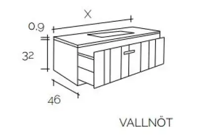 Flow valnöt badmeubelset 34Hx46Dx80B cm american walnut solid surface wastafel pack 01