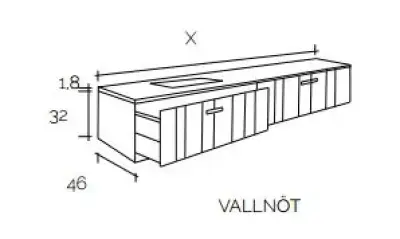 Flow valnöt badmeubelset 34Hx46Dx100B cm american walnut solid surface wastafel pack 03