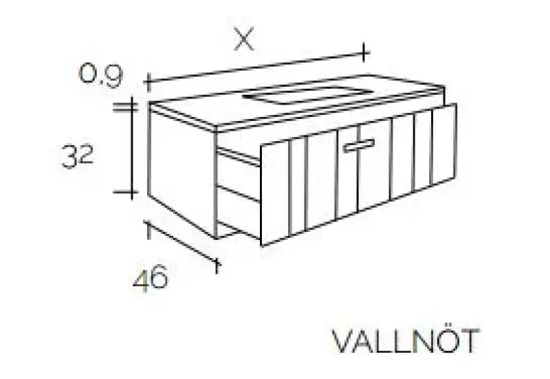 Flow valnöt badmeubelset 34Hx46Dx100B cm american walnut solid surface wastafel pack 04