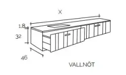 Flow valnöt badmeubelset 34Hx46Dx120B cm american walnut solid surface wastafel pack 06