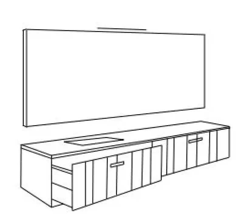 Flow valnöt badmeubelset 34Hx46Dx160B cm american walnut solid surface wastafel pack 10