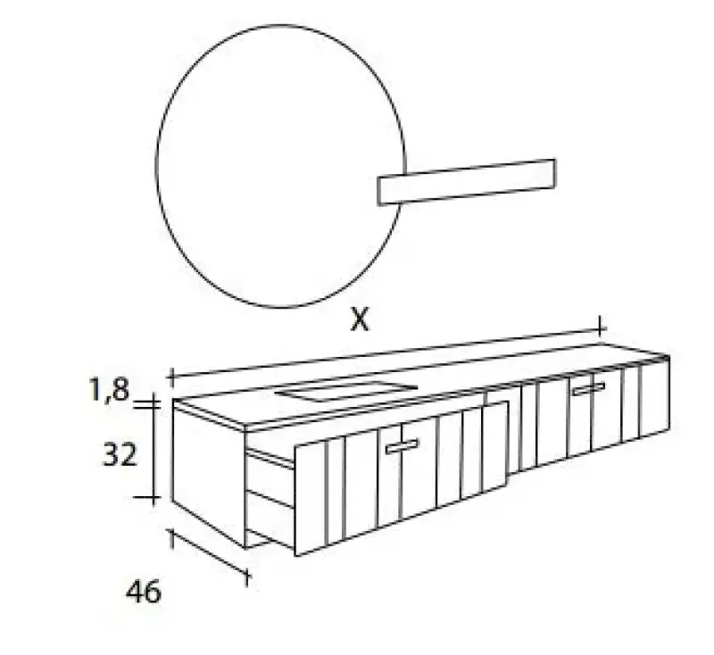 Flow valnöt badmeubelset 34Hx46Dx180B cm american walnut solid surface wastafel pack 11