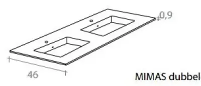 Flow valnöt badmeubelset 34Hx46Dx200B cm american walnut solid surface wastafel pack 14