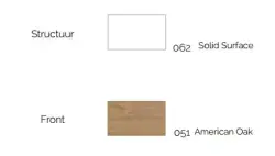 Flow elysée badmeubelset 52Hx46Dx130B cm american oak solid surface wastafel pack 22