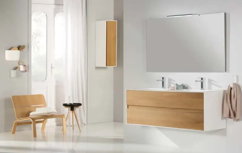 Flow elysée badmeubelset 52Hx46Dx150B cm american oak solid surface wastafel pack 27