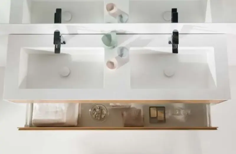 Flow elysée badmeubelset 52Hx46Dx150B cm american oak solid surface wastafel pack 35