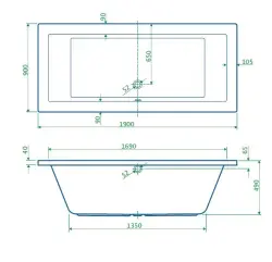 Blusani Quad ligbad 190x90 cm wit BQ412190
