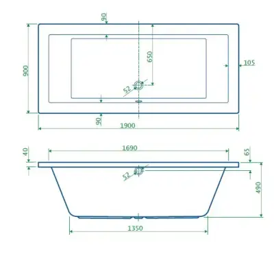 Blusani Quad ligbad 190x90 cm wit BQ412190