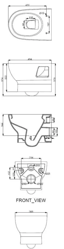Blusani Porto wandcloset met verdekte bevestiging wit BT0405