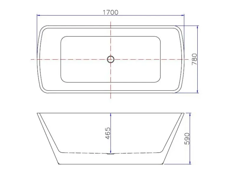 Aquadesign Veneto vrijstaand ligbad 170x80 vierkant acryl wit BNG1780
