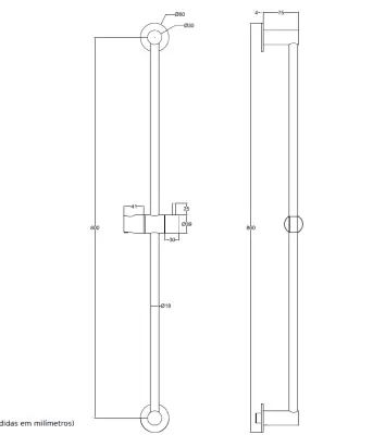 Waterevolution Flow glijstang 800mm chroom T166001